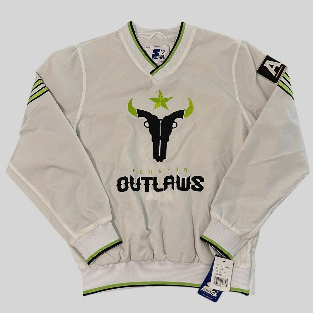 New Starter Houston Outlaws Men's M Pullover Windbreaker Jacket White Retro